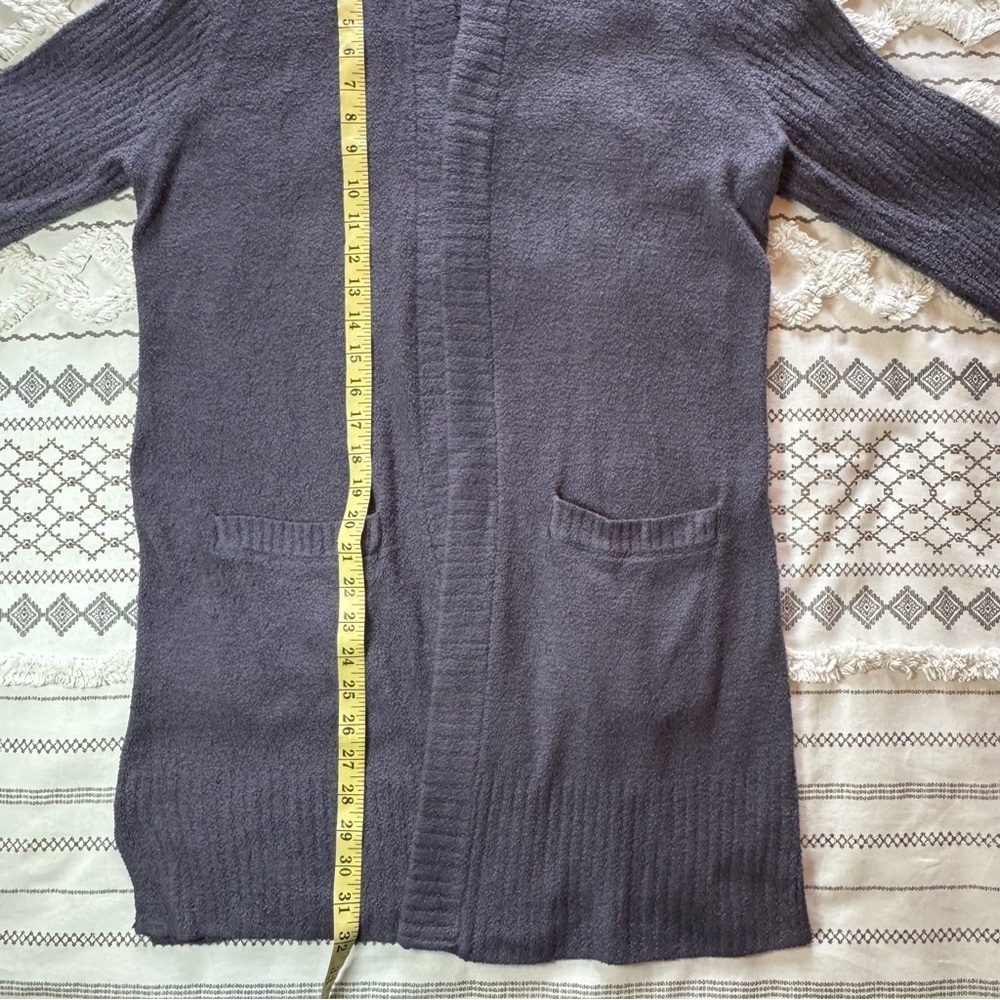 Barefoot Dreams Cozy Chic Lite Coastal Gray Hooded Open Front Small Cardigan - Picture 3 of 7